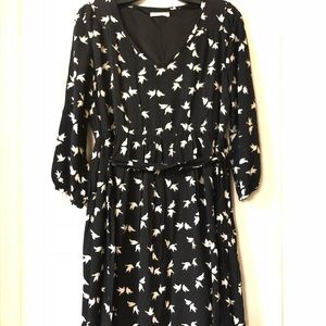 Black dress with white doves